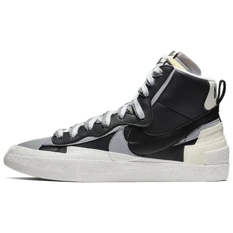 Sacai x Nike Blazer Mid-Top Deconstructed Casual Sneakers for Men and Women in Black and White Verifiable, with credentials and supporting global authentication