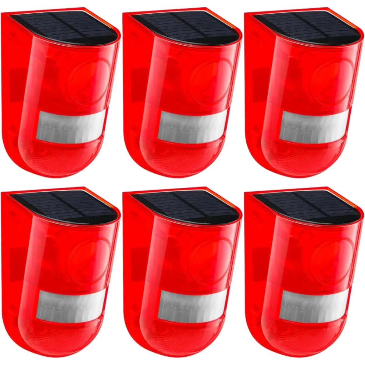 6-Pack Solar-Powered Siren Alarm, 129dB Motion-Activated Security Device with Smart Sensor, 6 LED Flash Modes, IP65 Waterproof Outdoor Anti-Theft Solution for Home, Farm, Property