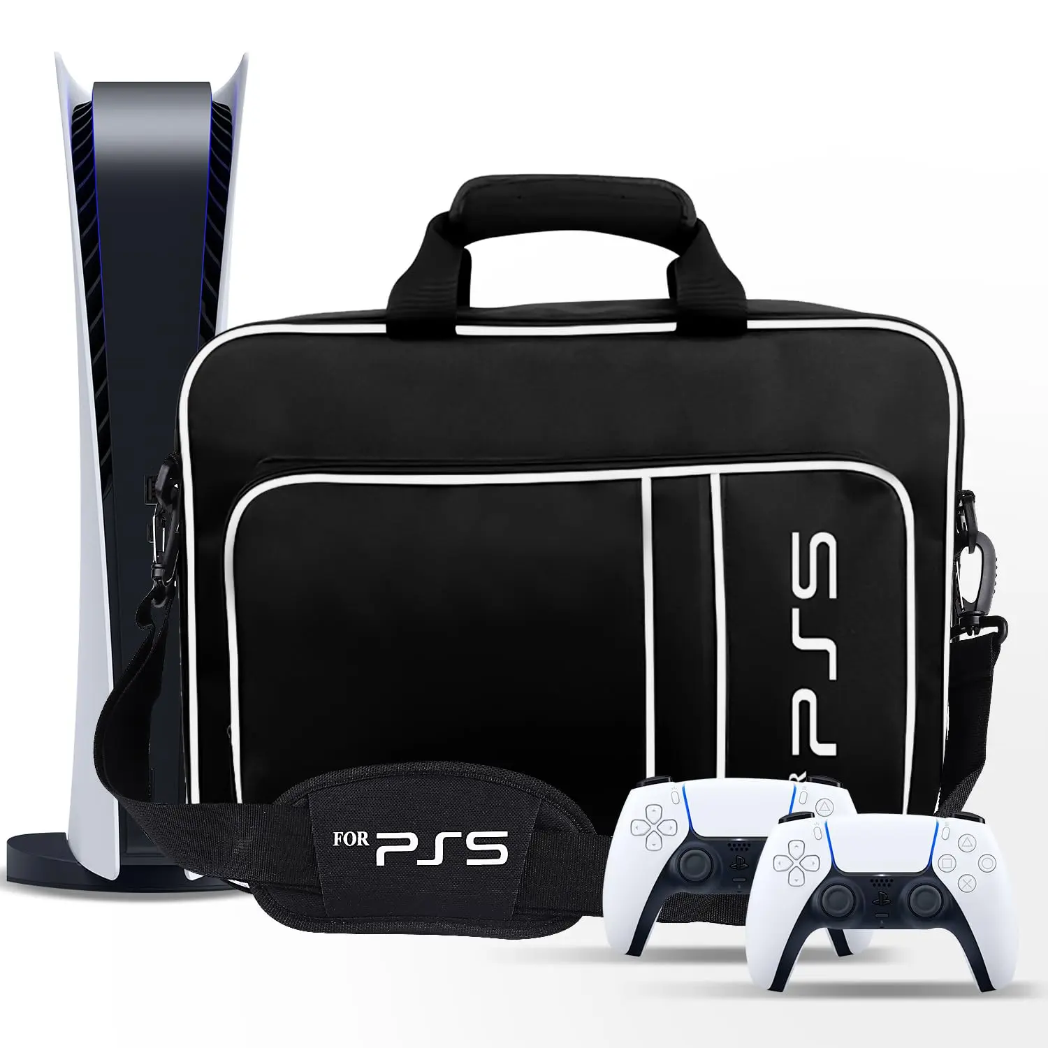 For PS5 Travel Case for PS5 Protective CaseBag Suitable for PS5 Disc/Digital EditionConsole, Controllers, Game Cards, Headset  AC Power Cord for Gaming Consoles
