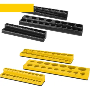 Magnetic Socket Organizer Set, 6 Piece Socket Holder Set Includes 1/4", 3/8", 1/2" Drive Metric SAE Socket Trays