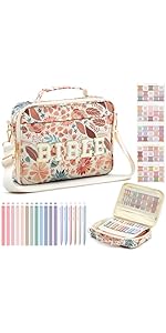 Large Bible Cover Case for Women, Bible Study Supplies Journaling Kit Chenille Letter PU Leather with Tabs Gel Pen Highlighters with Strap Easter Mothers Day Christian Gifts for Women Mom(Flower)