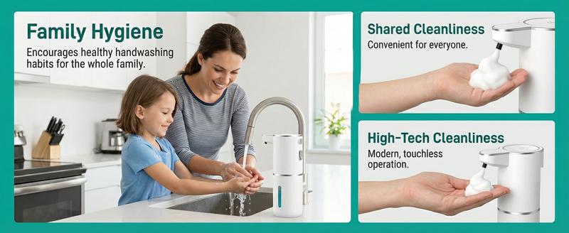 Automatic Foam Soap Dispenser, Touchless Smart Hand Soap Dispenser with 4 Adjustable Levels, Type-C Rechargeable 380ml Liquid Soap Dispenser for Bathroom & Kitchen (White)