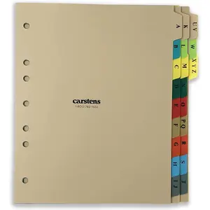 Heavy Duty Plastic Alphabet Divider Set, 21-Tab, Multi-Color, for Side-Opening 3-Ring Binders, 1 Set