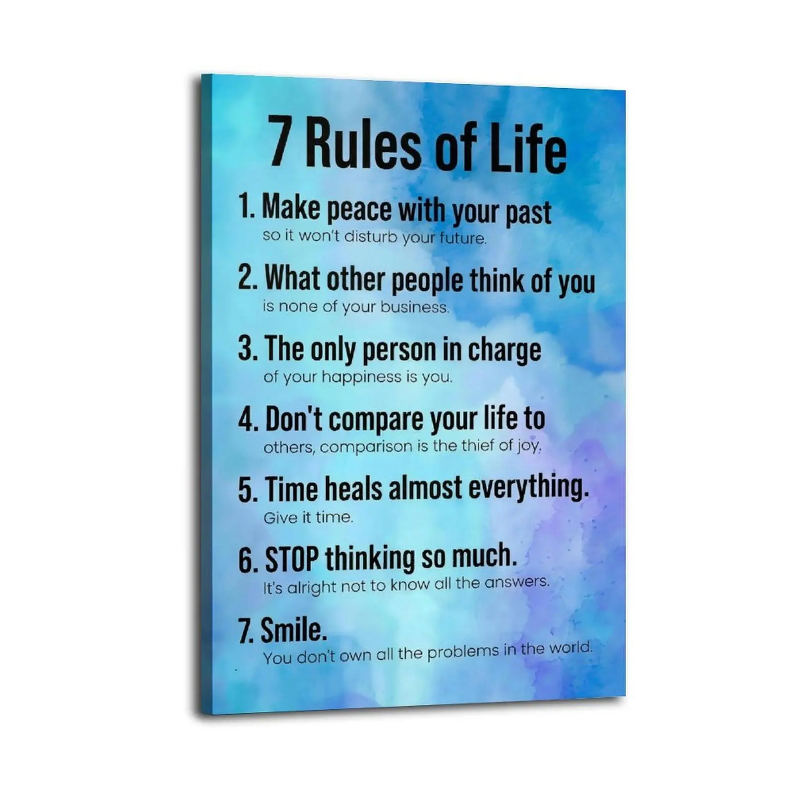 7 Rules of Life - Inspirational Canvas Prints | Bedroom Art | Bathroom Art | Trendy Wall Art | Funky Wall Art