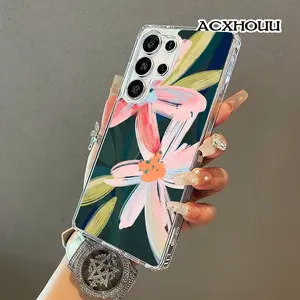 Dark Tone Abstract Brush Lily Art Magnetic Vintage Silicone Phone Case for Samsung S26 Ultra, S25, S24, S23, S22 - Aesthetic, Lightweight, Shockproof, Scratch-Resistant Mobile Phone Accessories