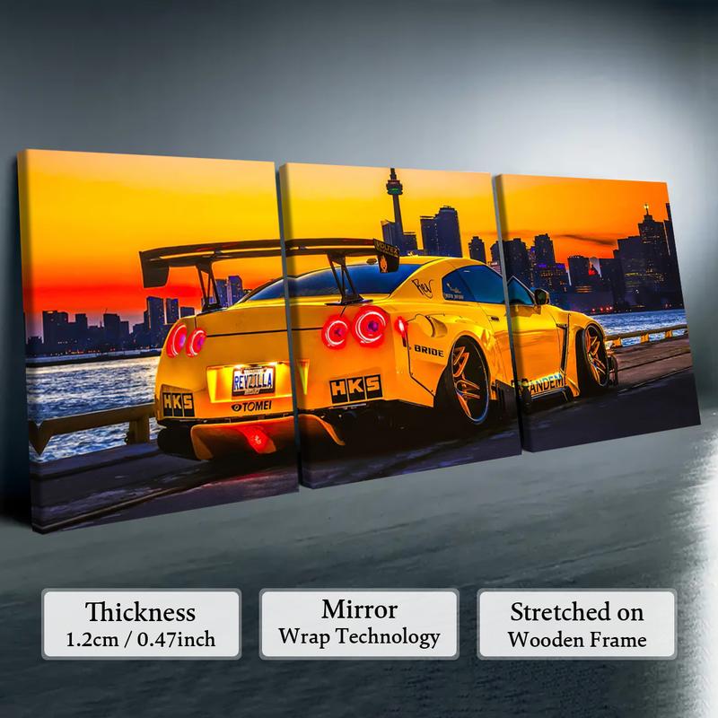 Formula Car Pattern Canvas Painting with Wooden Frame, 3 Counts/set Modern Art Wall Decor, Wall Art for Home Living Room Bedroom Office, Decoration