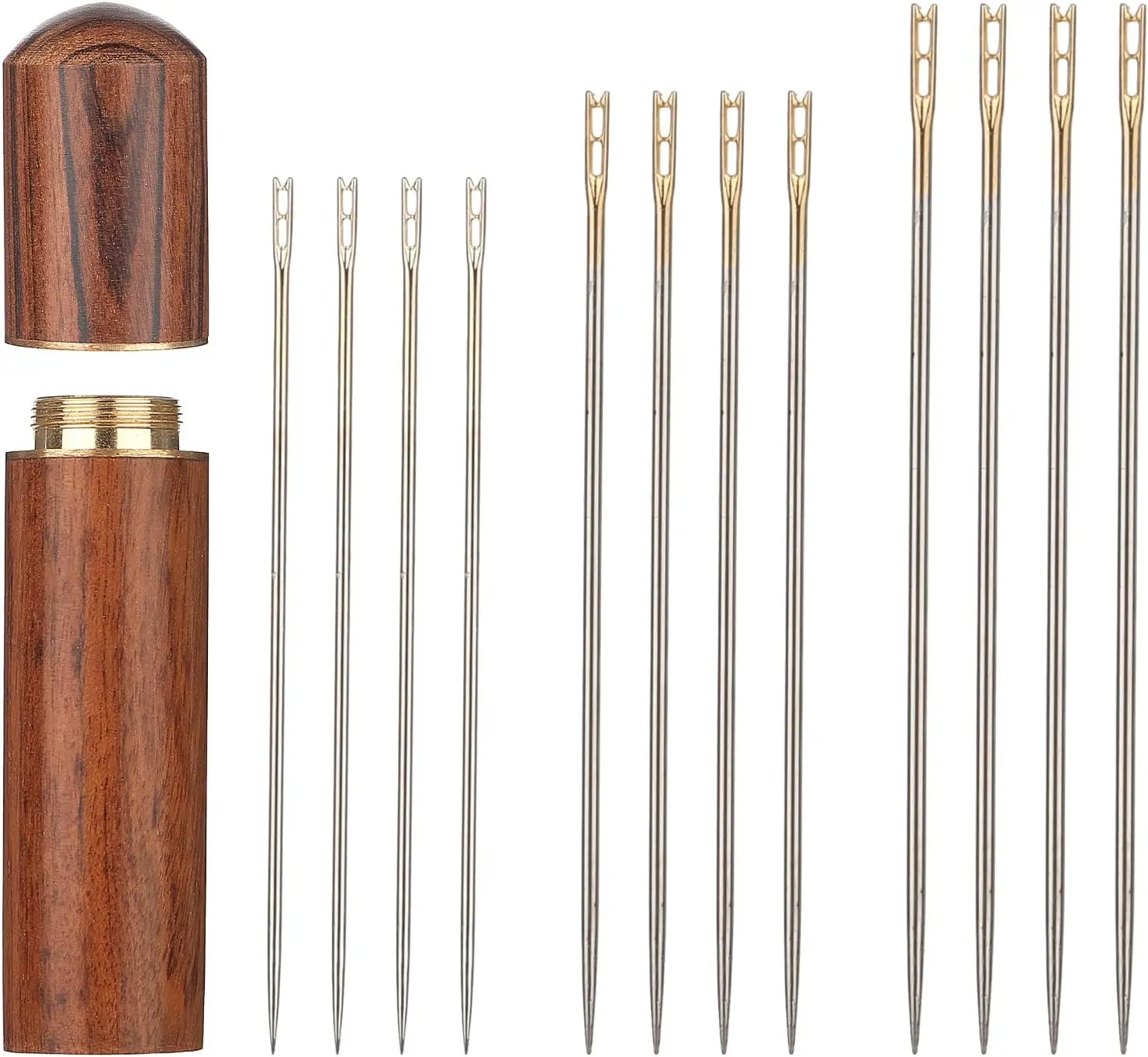 48Pcs Large Eye Sharp Needles, Self Threading Needles Hand Sewing, Easy to Thread Big Eye Sewing Needles, Embroidery Needles Blind Needles in 3 Sizes 1.42/1.5/1.65 in DIY Embroidery Sewing