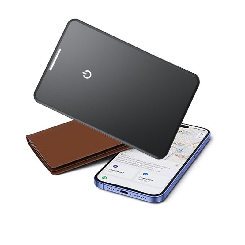 Wallet Tracker Card, Rechargeable Thin Finder, Works with Apple Find My (iOS Only), Item Locator for Luggage Tags, Passports, Phone