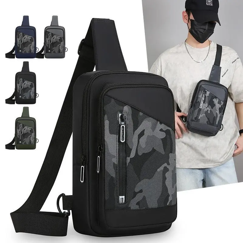 Trendy Camouflage Chest Sling  for Men, Multi-Functional Casual Crossbody Shoulder  for Outdoor Sports, Hiking, Travel, Work Commute and Daily Use,Adjustable Padded Strap, Lightweight Tactical Design for Camping, Walking and Everyday Errands