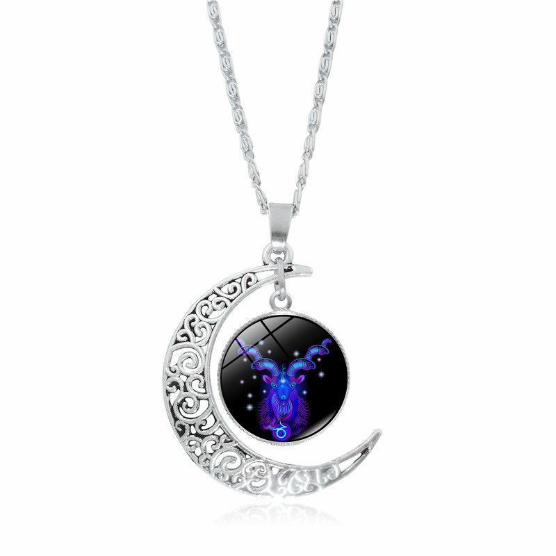 The Best-Selling 12 Constellation Necklaces in 2026 Twelve Zodiac Time Gemstones Moon Glass Pendants European and American Necklaces with Glowing Constellation Designs