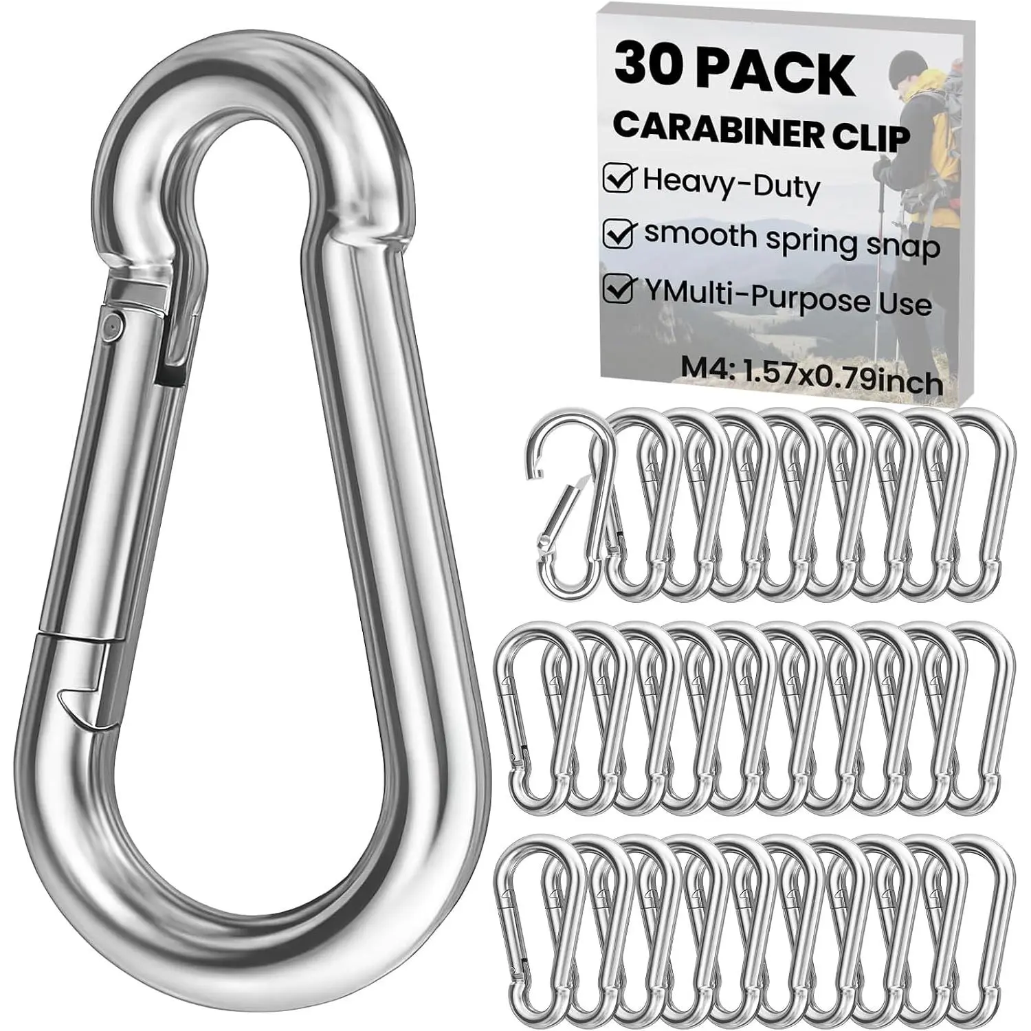 Small Carabiner Clip 10 count – Heavy Duty Spring Snap Hooks, Durable Alloy Mini Carabiners for , Rope, Swing Set, Camping, Hiking, Fishing, Traveling,  Leash, Quick Link