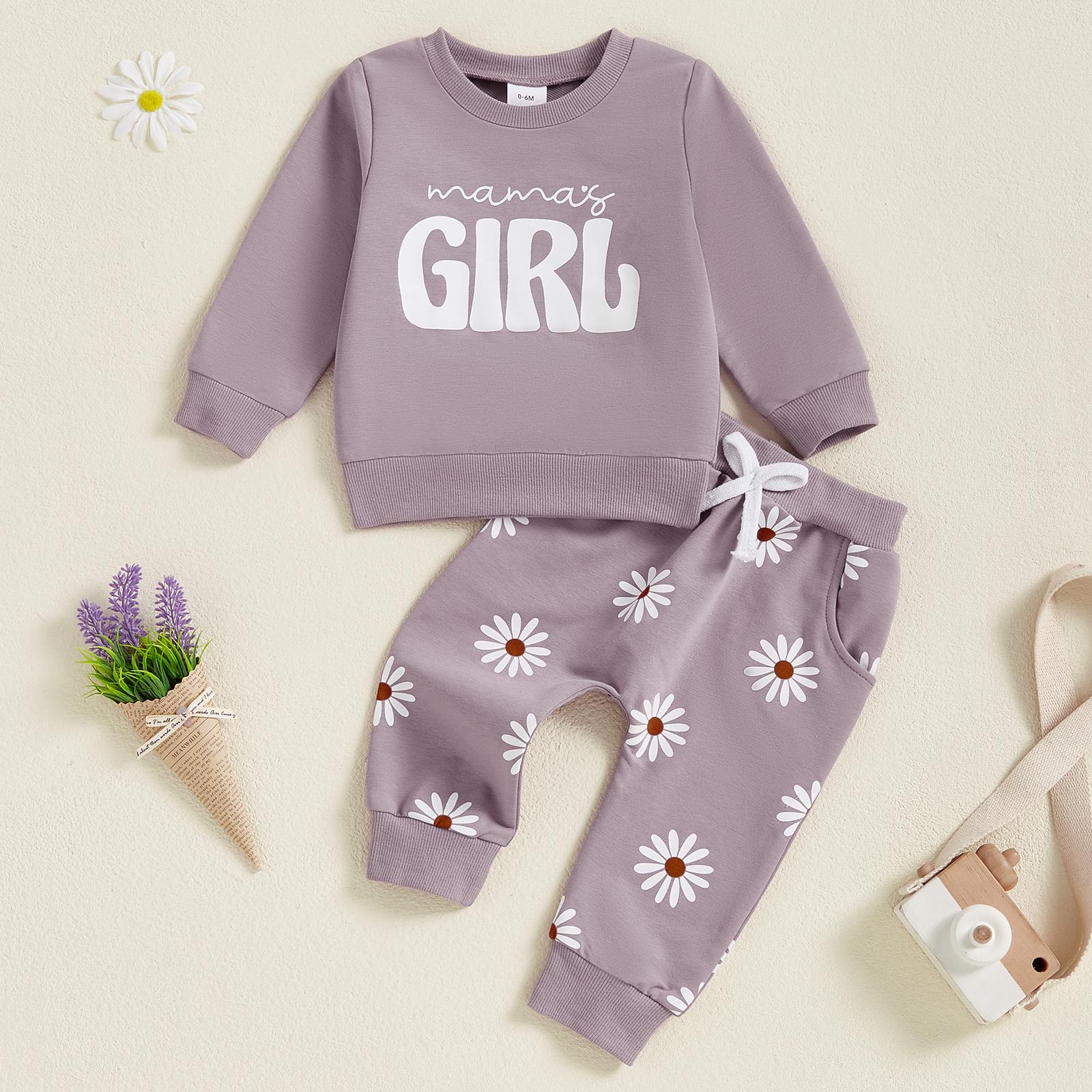 Mamas Girl Outfits Toddler Baby Girl Daisy Clothes Long Sleeve Sweatshirt Jumper Joggers Trouser Girls Fall Tracksuit