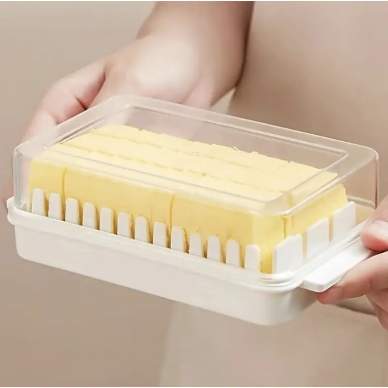 Rectangular Sealed Butter and Cheese Storage Box with Lid, Easy-To-Use Kitchen Food Preserver, Food Grade Organizer for Cheese Slices
