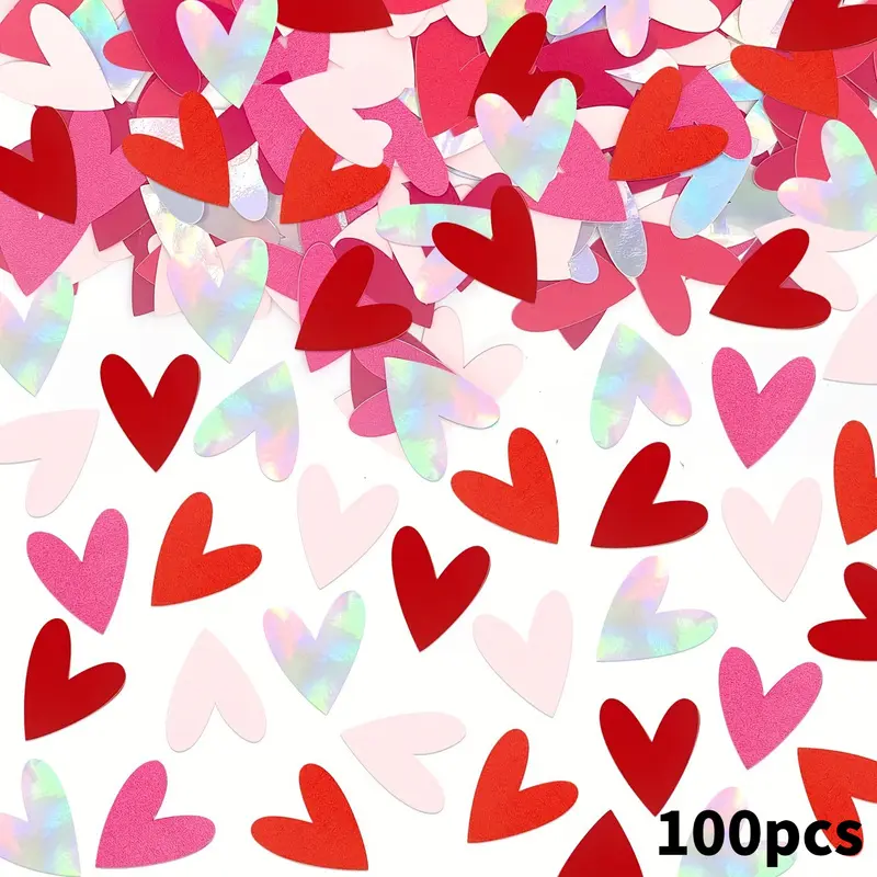 Pink heart confetti party supplies decoration, Valentine's Day wedding heart-shaped table sprinkle of confetti