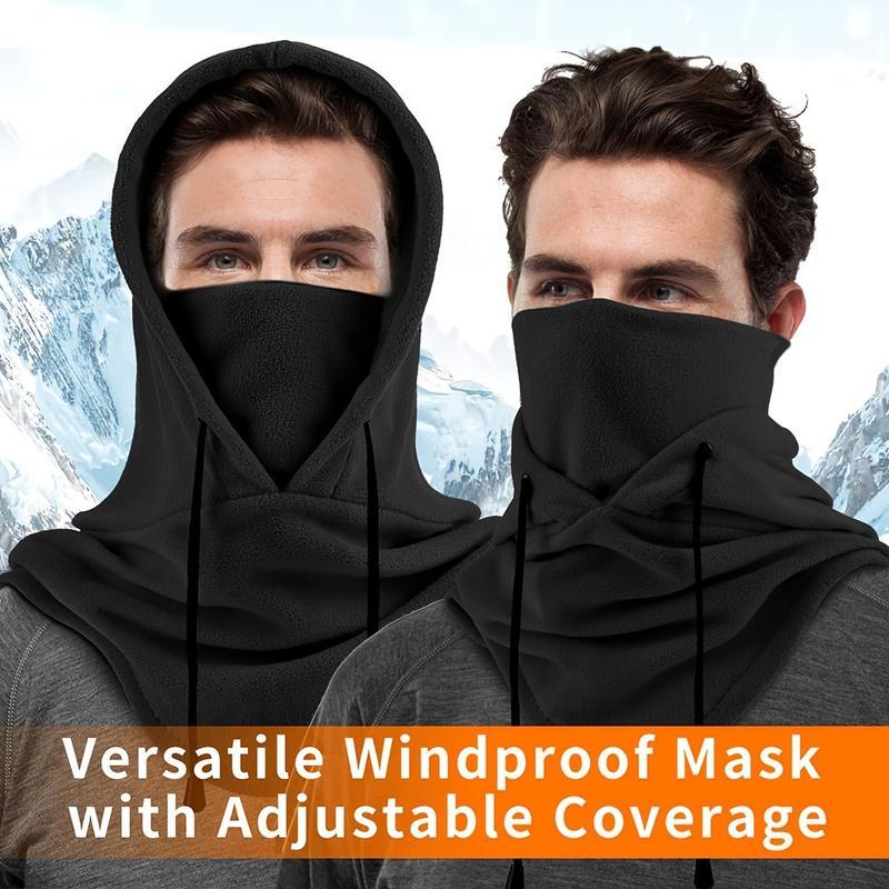 2-Pack Winter Balaclava Face Mask and Full Head Cover Hat - Windproof and Warm Face Mask with Full Coverage of Neck and Chin, Adjustable Drawstring and Soft Lining - Unisex Suitable for Outdoor Skiing, Cycling, Snow Sports - Durable Textile Fabric (Black)