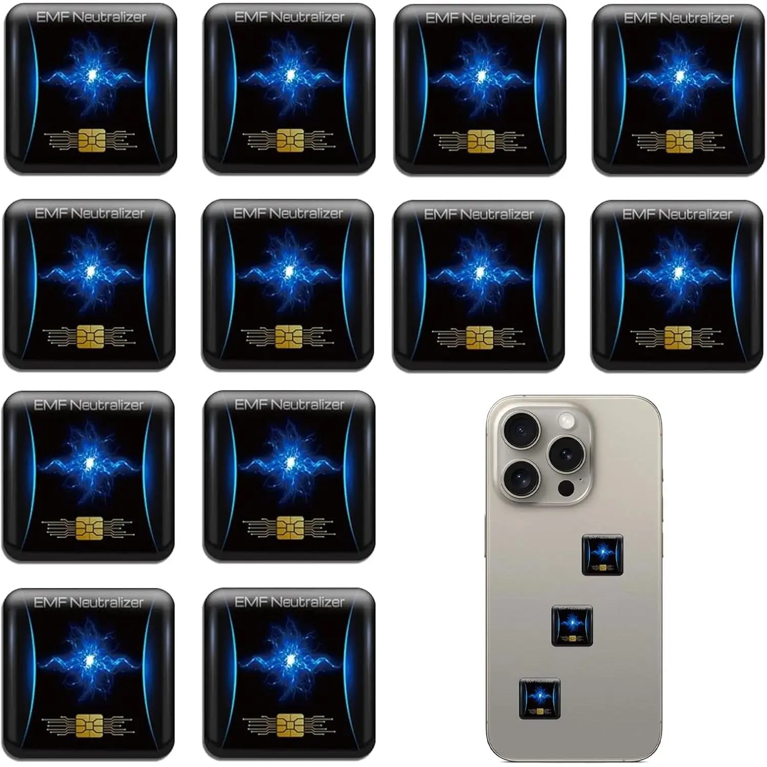 12 count Emf Blocker for Cell Phone, Blocker for Cell Phone,Emf Stickers,A Practical  for Tech Lovers for  Phones/Laptops  Devices Blockers(Square Current)