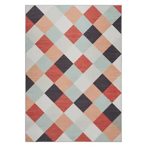 Non-Slip Washable Checkered Runner Rug - Plaid Carpet - Indoor Area Rug for Hallway, Entryway, Laundry
