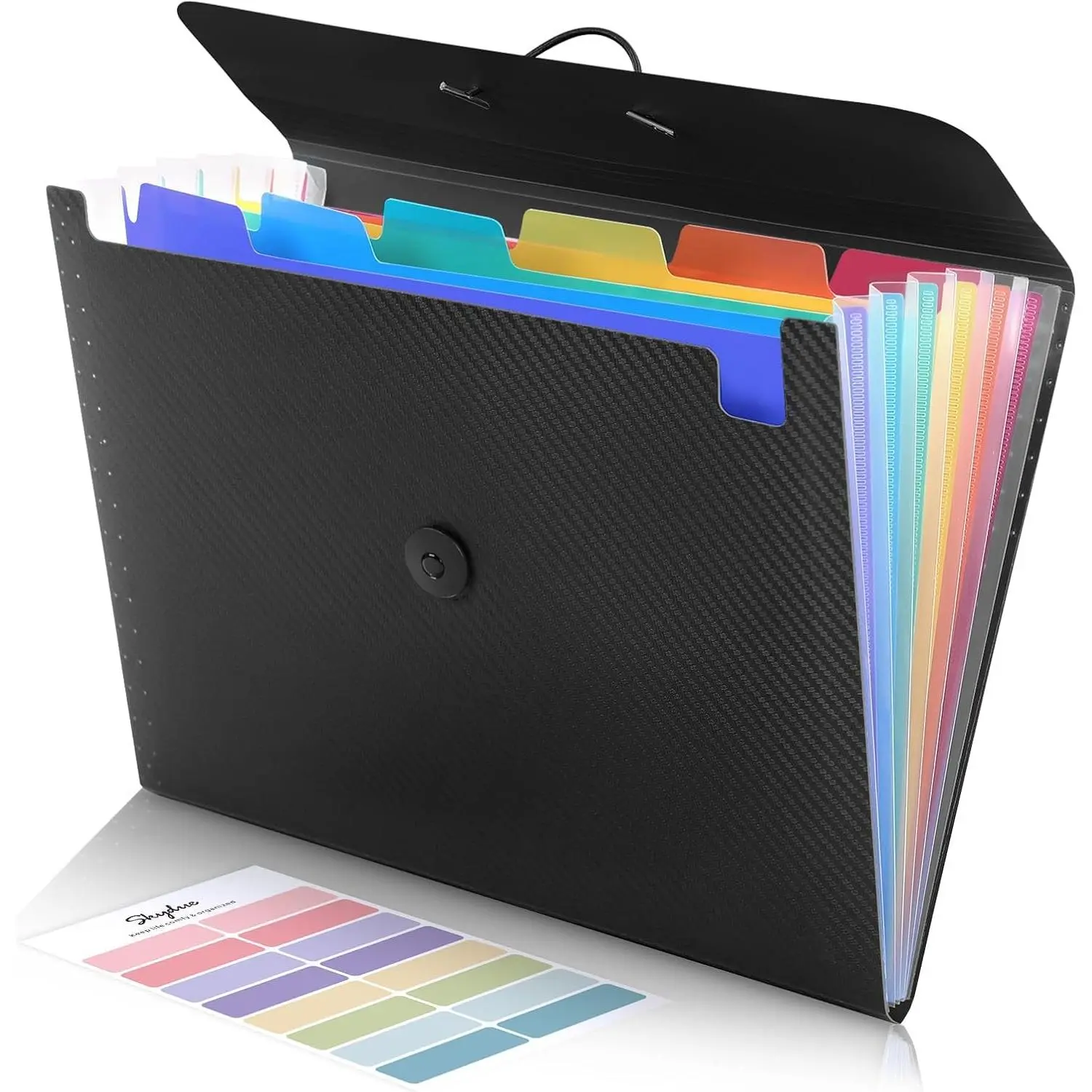 Accordion File Organizer, Expanding File Folder with 7 Pockets, Portable Receipt Paper Bill Document Organizer, Letter/A4 Size Filing Folder School Office Supplies, Black