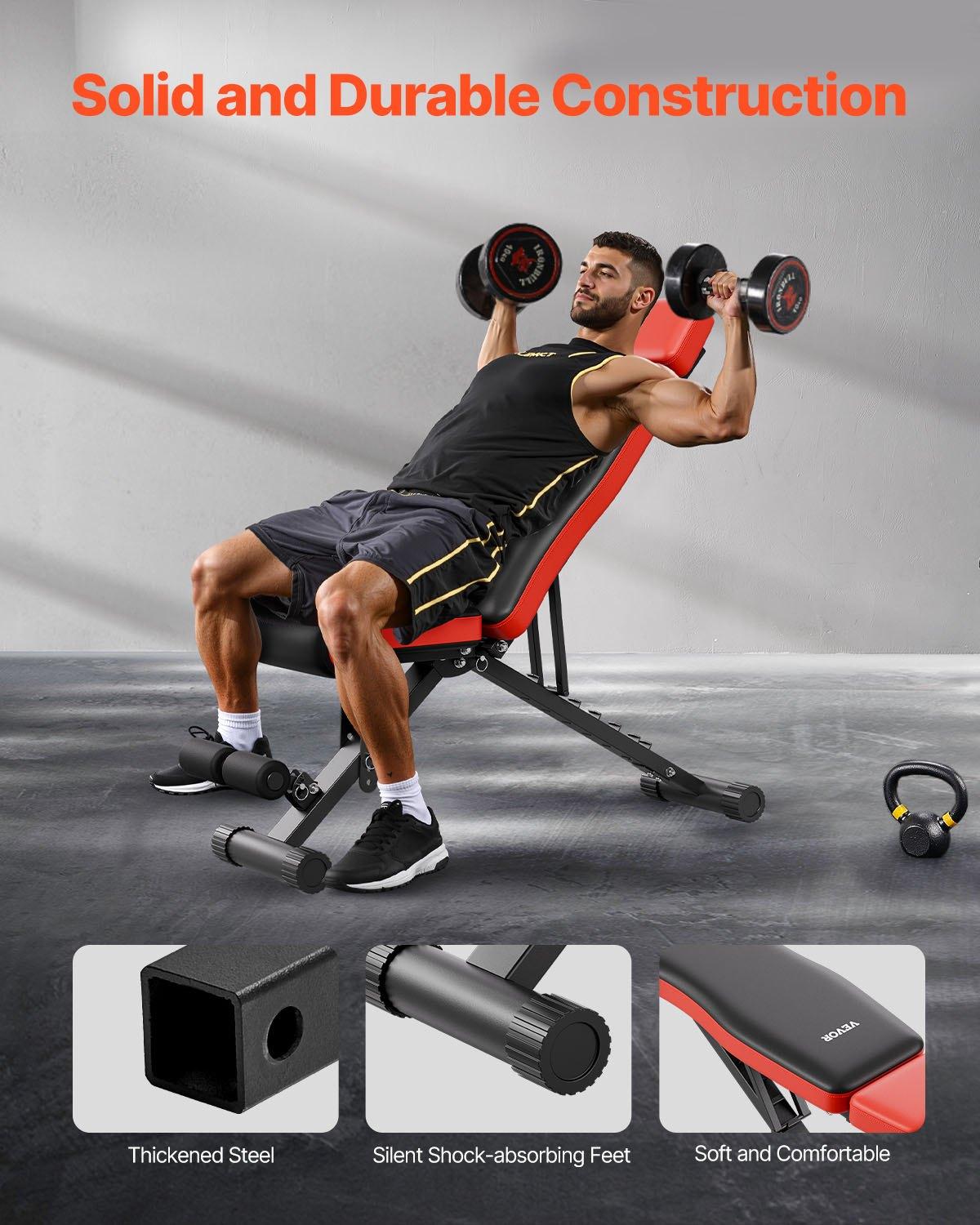 VEVOR Weight Bench, 660lbs Adjustable Weight Bench Press for Full Body ...