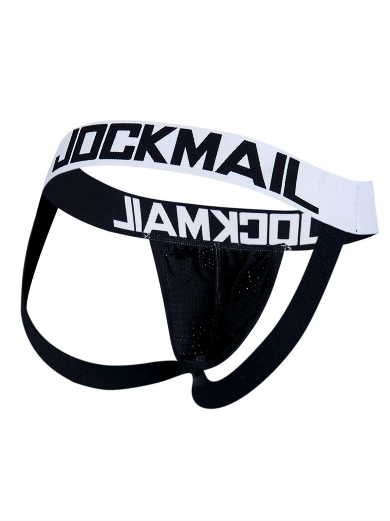 Lgbtq+ Men's Letter Print Mesh Tape Nylon Knitted Jockstrap, Fitted Breathable Stretch Comfortable Thong for Daily Wear, Fashion Men's Sexy Medium Underwear for All Seasons, Back To School Underwear for Men, Undergarments, Sport