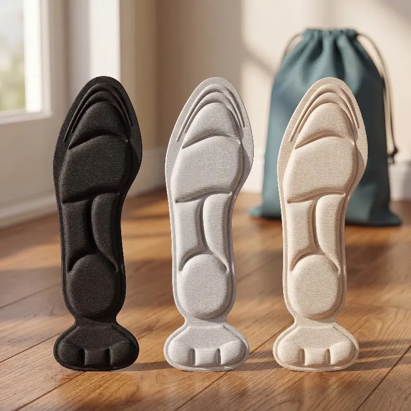 4-Pair Pack – Comfortable memory foam insoles; breathable and cozy, perfect for loafers, high heels, boots, and sneakers. They are soft, shock-absorbing, and non-slip, helping to relieve pressure.