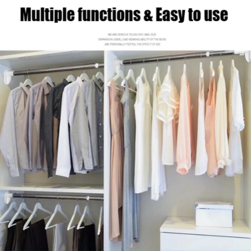 50-120cm Punch-free Telescopic Clothing Rod Extendable Stainless Steel Curtain Pole Easy Installation for DIY Space In Stock