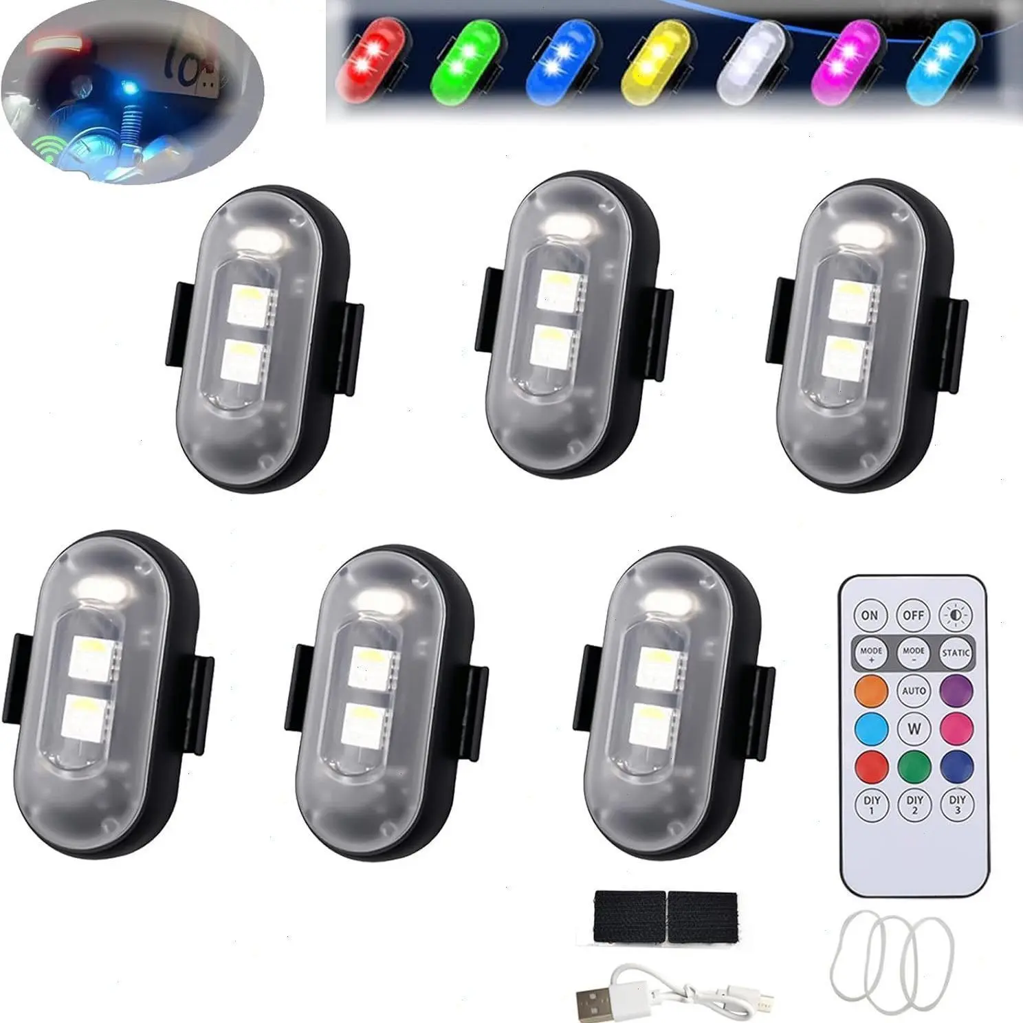 Summer LED Anti-Collision Lights - Strobe for Car, Motorcycle, Drone, Bike, Remote Control. Drone Strobe, Anti-Collision Safety Lights. For Night Use