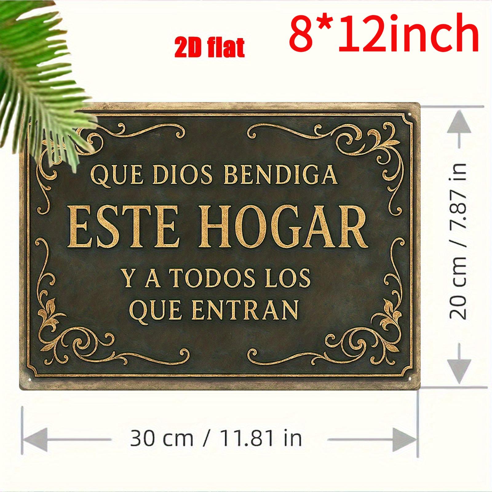 2D Flat, 1pc，8*12inches Metal Wall Art Sign, Wall Decoration Poster, Spanish "God Bless This Home" Theme Iron Wall Art, Suitable for Home Prayer Room, Bedroom, Study Room, Living Room, Dining Room, Ideal Gift for Friends, Size 8x12inch