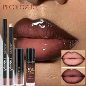 3pcs/Set Plumping Hydrating Lip Gloss - Nude & Brown Mirror-Shine Liquid Lipstick& Lip Liner Lipstick Set