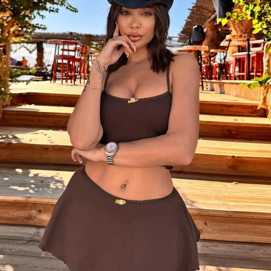 Women 2 Piece Outfit Spaghetti Strap Crop Cami Top Mini Skirt Set Y2K Summer Casual Matching Two‑Piece Clubwear Outfits