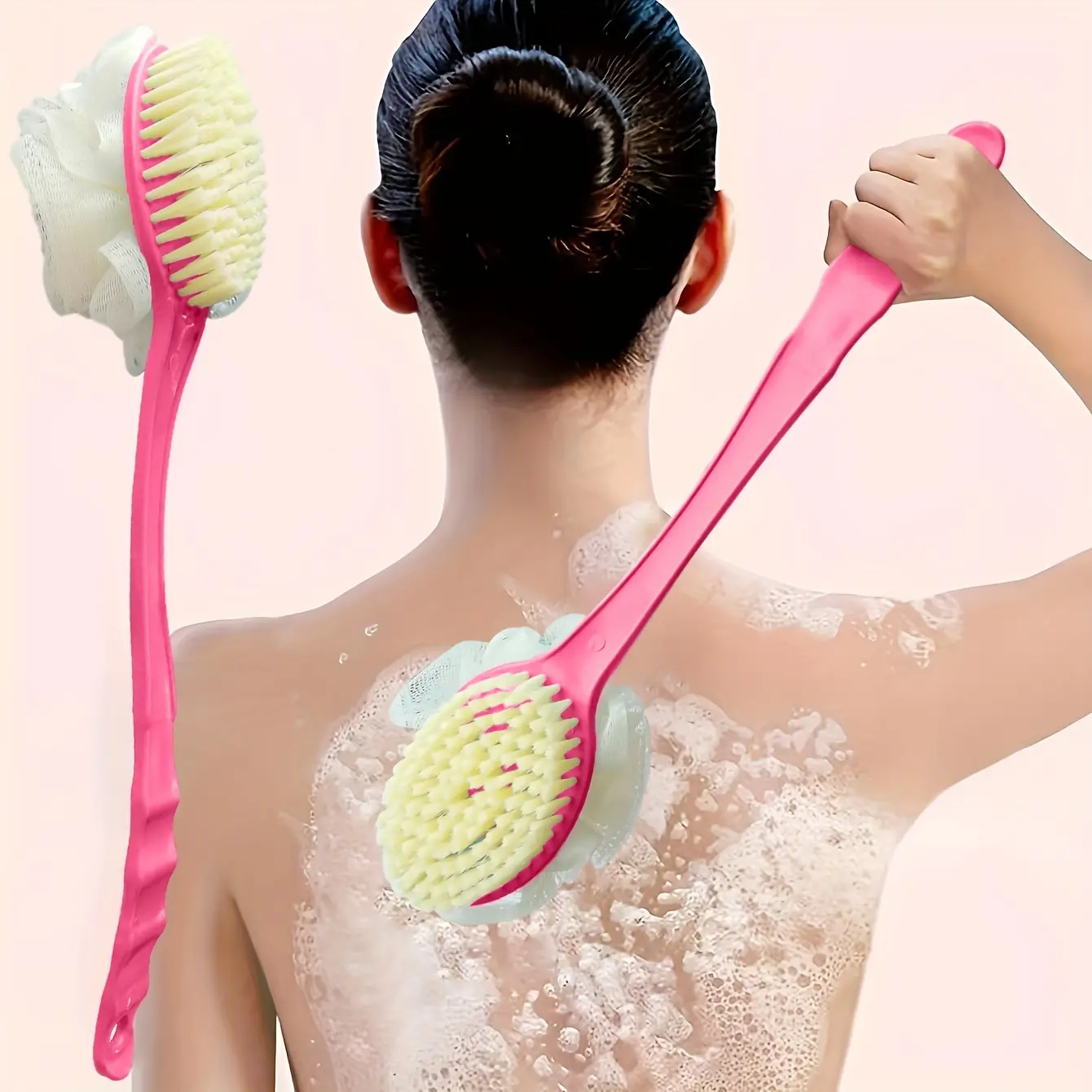 Multifunctional Bath Brush 1pc /, Exfoliating Back Scrubber, Long Handle Soft Bristle Japanese Bath Brush, Dual-Purpose Two-in-One Exfoliating and Bathing Brush for Back, Shower Brush For Back, Bathing Accessory