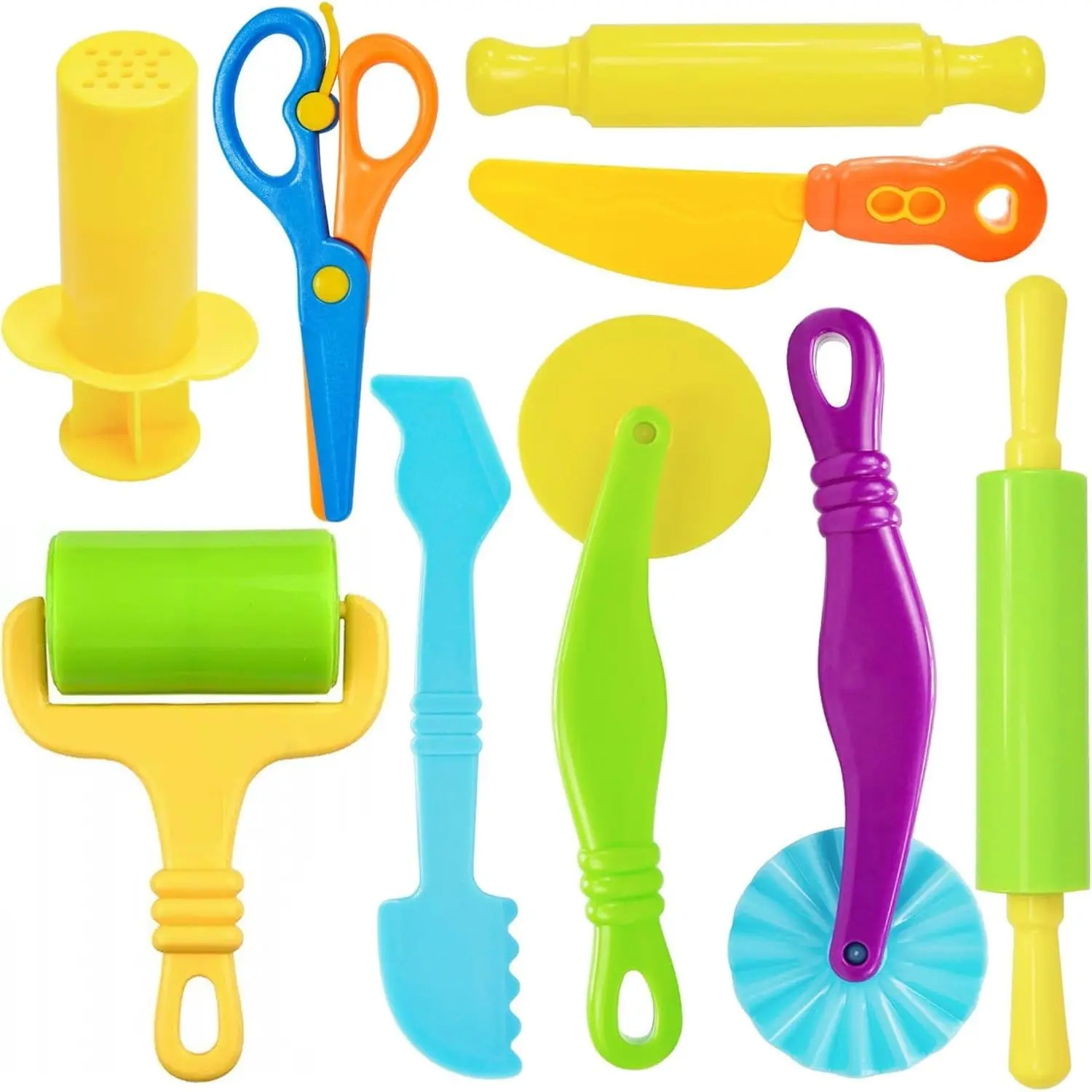 Dough Tool Set for Kid, 9 Pcs Dough Tools Accessories for Kids Ages 4-8, Includes Cutters Roller, Rolling Pins, Scissors, Plastic Knifefidget toys
