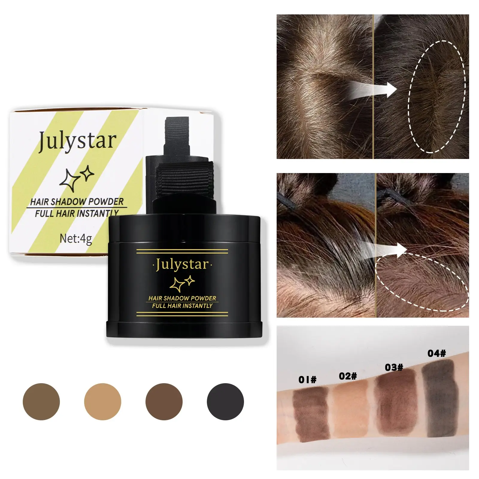 Waterproof Sweat-Resistant Hairline Powder, Covers Roots, Fills Sparse Areas, Deep, Multiple Colors Available