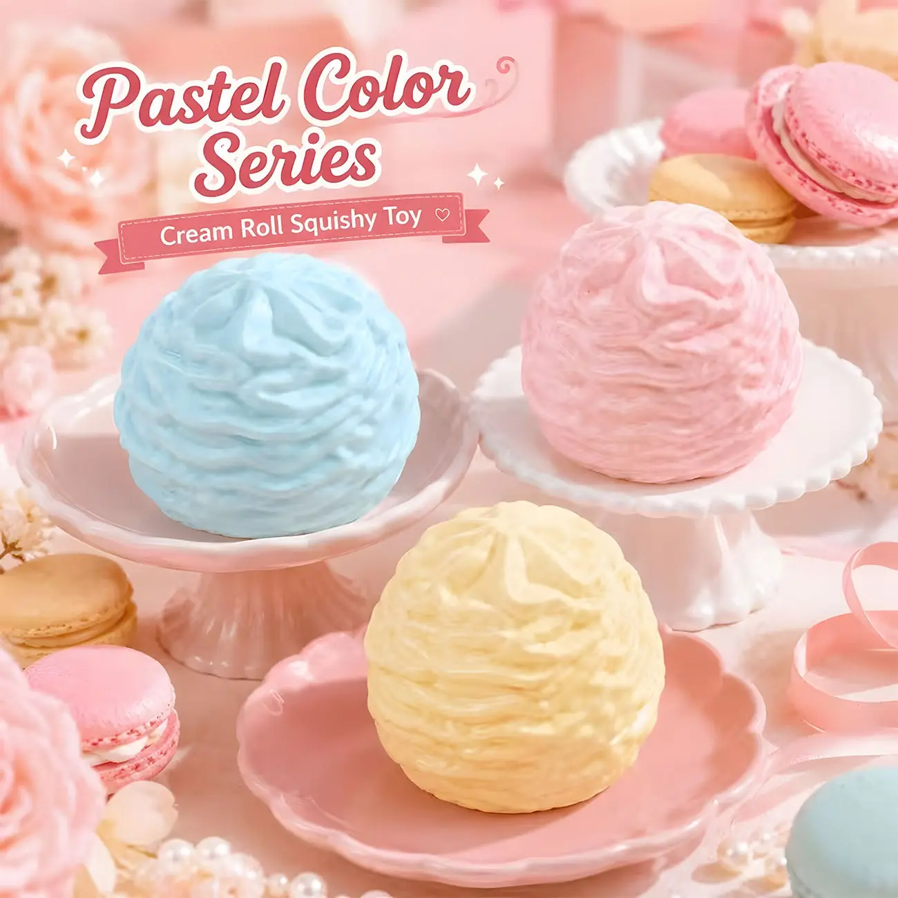 Cute Cream Roll Squishy Toy, Sweet Dessert Inspired Squeeze Toy, Soft Tpr Material, Unisex, Perfect Gift for Kids and Adults