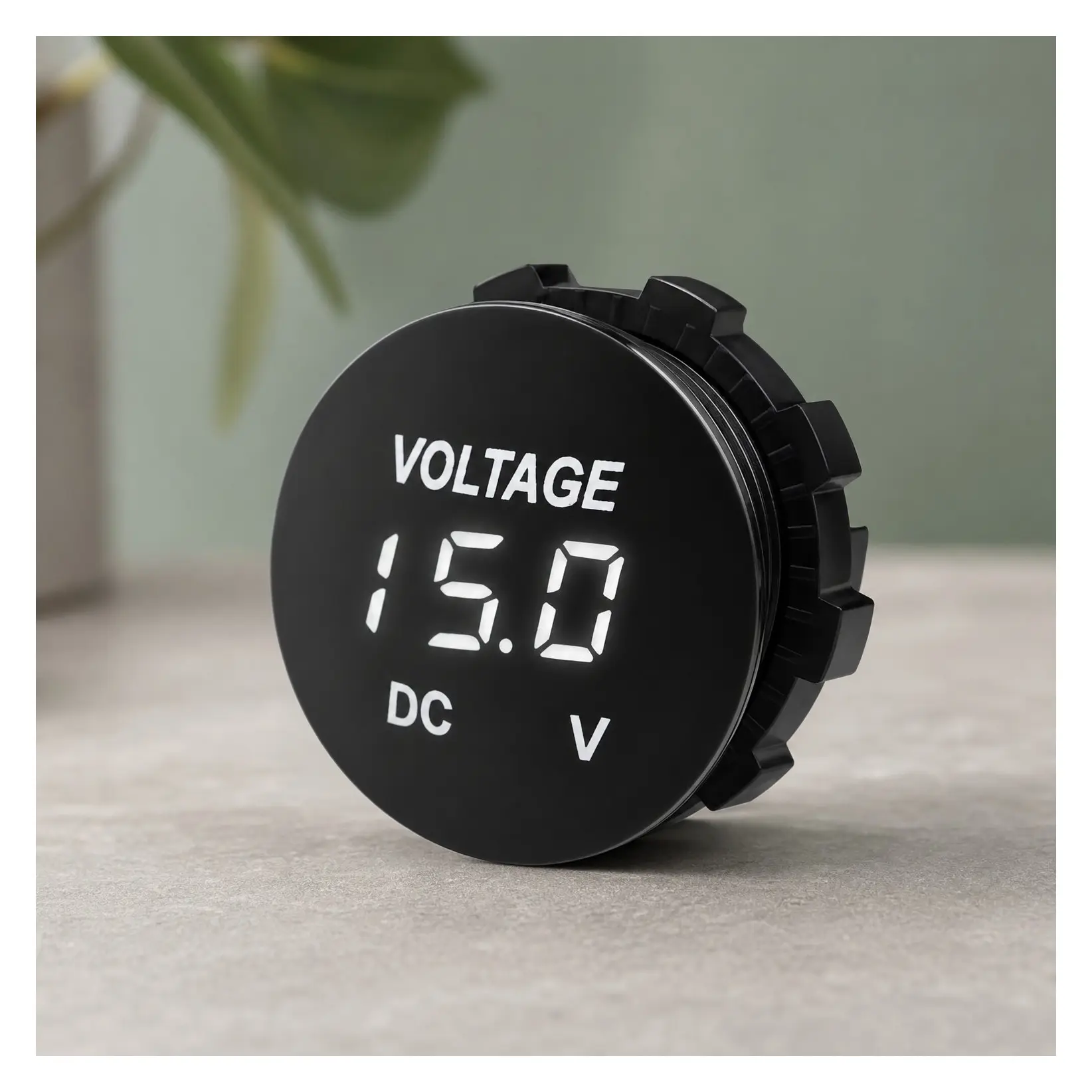 DC 12V/24V LED Digital Voltmeter Gauge, Waterproof Round Panel Voltage Meter, Mini Volt Tester Battery Monitor for Car Truck Marine Boat (White)Gift
