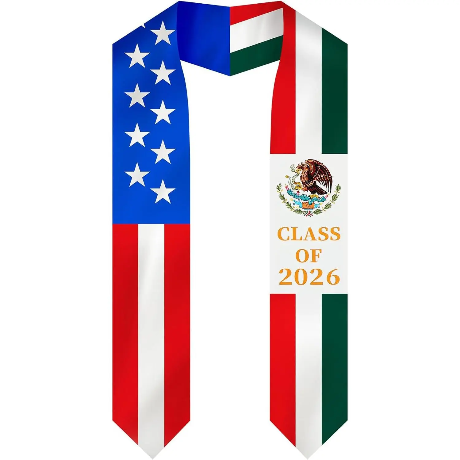 Graduation Stole for Class of 2026, Satin Dual Flag Sash with V-Back Fit, 73 x 5 in Unisex Grad Gift for Graduation Day, 73X5 In, Flag Blend, Unisex Wear, 73.2 X 5 Inch, Snug Hold, Comfortable To Wear