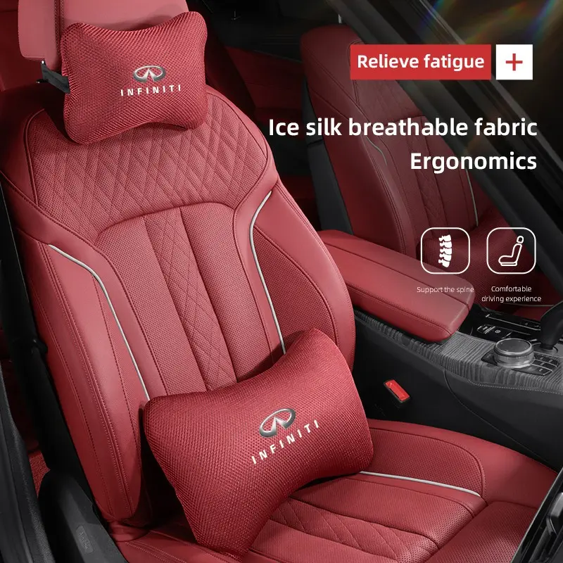 Car Seat Neck Headrest Waist Cushioning Ice Silk Pillow Interior Accessories For Infiniti QX80 QX60 QX50 QX65 QX55 Q60 Q70L QX30 Q50 QX70 Q30 Q70 EX FX JX