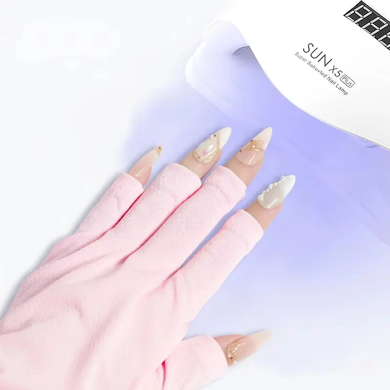 Durable Thickened Manicure Gloves, Compatible with Gel Lamp, Fingerless Design, Breathable, Radiation Blocking, Hand Skin Protection