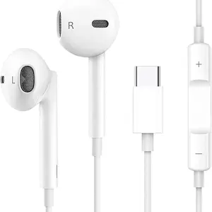 USB-C Wired In-Ear Headphones with Microphone, Volume Adjustment Cord, Compatible with iPhone 15/16, iPad Pro/air/mini, Android Devices