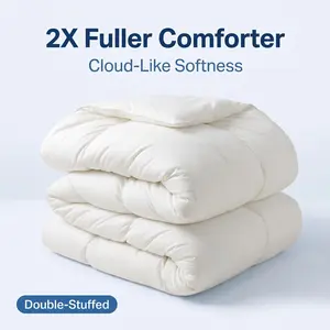 Double Stuffed Comforter Ultra Soft Fluffy High Bounce Bed Comforter All Season Heat Adaptive Bedding Machine Washable No Clumping Quilted Duvet Insert for Twin Queen King