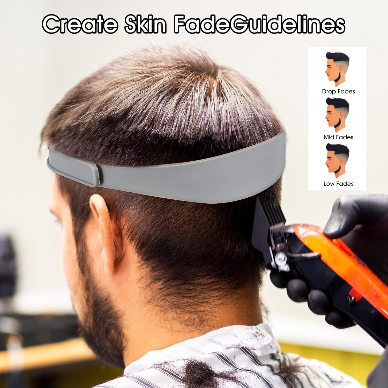 Hair Styling Tool Set, 4 Counts/set Hair Trimming Guide Comb & Adjustable Silicone Hair Band, Professional Hair Styling Tool for Salon & Barber Shop, Heatless, Hair Cutting Accessories