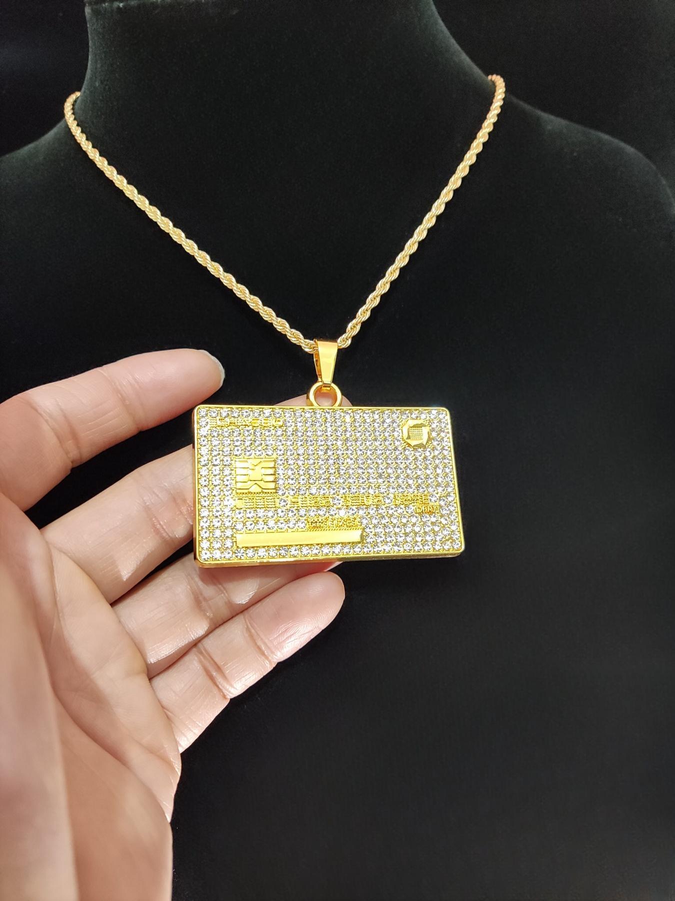 Fashion Creative Bankcard Shaped Pendant Necklace for Men & Women, Stainless Steel Twist Chain Necklace for Party, Daily Clothing Decor, Trendy Exquisite Jewelry for Birthday Gift, Statement Necklace, Cuban Link Necklace