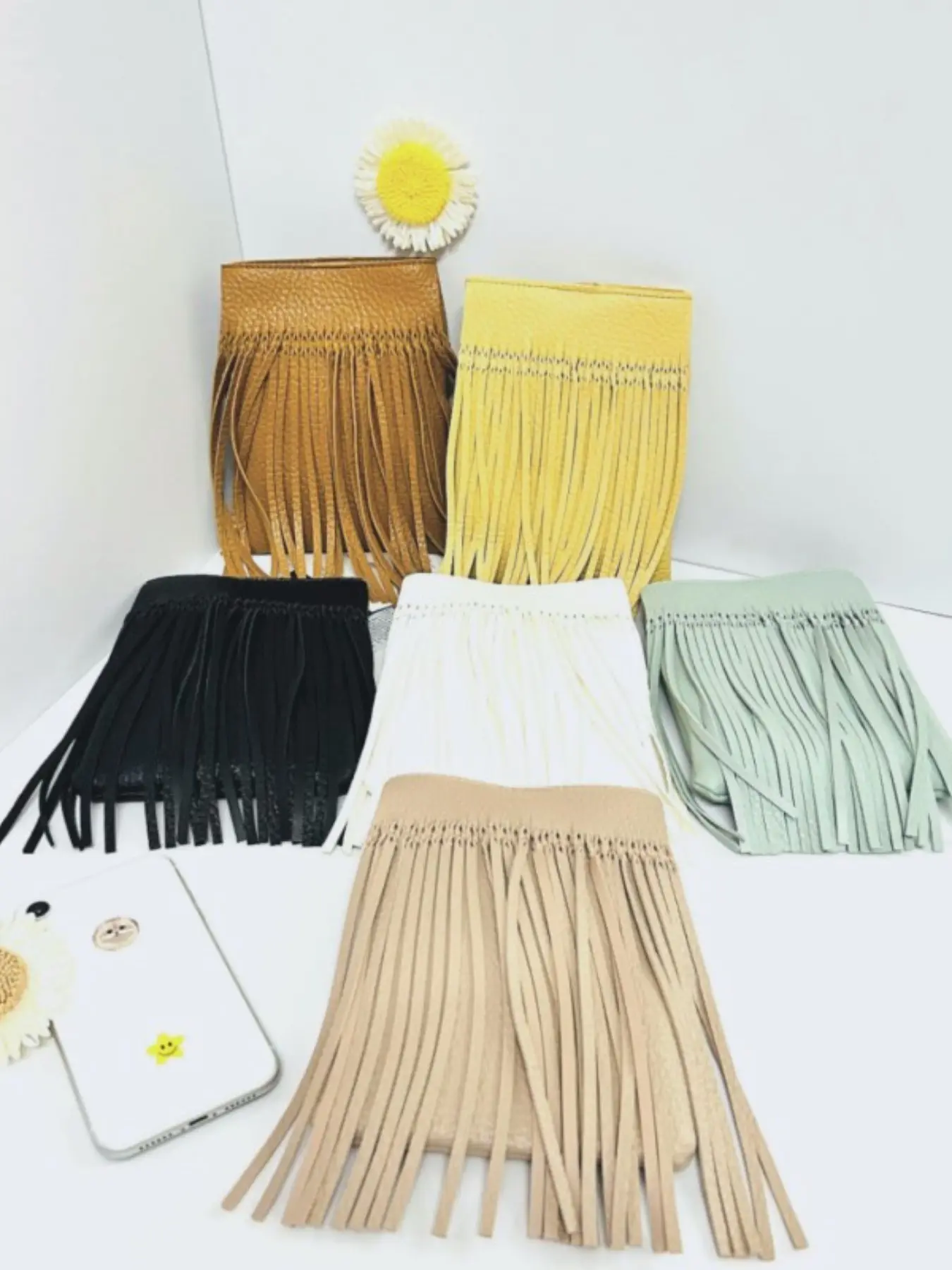 Bohemian Fringe Phone Bag, Summer Atmosphere Vegan Leather Fringe Bag, Lightweight Crossbody Phone Bag, Vacation Style Backpack, Boho Bag