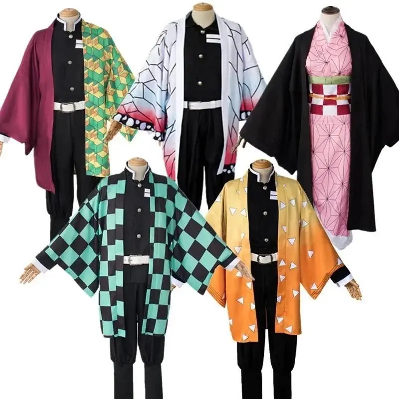 Japanese Anime Cosplay Costume for Adults & Kids, Polyester Kimono Robe Set, Halloween & Christmas Cartoon Character Outfit, Hand Wash Only, Role-Playing, Halloween Costume, Anime Costume Sets