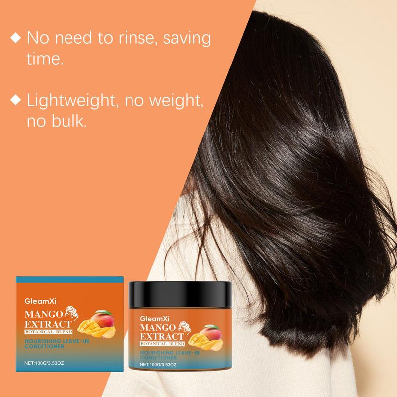 Gleamxi Mango Leave-In Conditioner for Smooth and Hydrated Hair, No Rinse Hydrating Scalp Treatment for Easy Hair Care