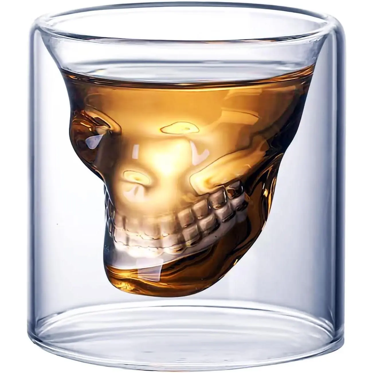 Skull Shot Glass  Clear Borosilicate Glass Cup Heat-Resistant Double-Wall Design with  Skull Shape