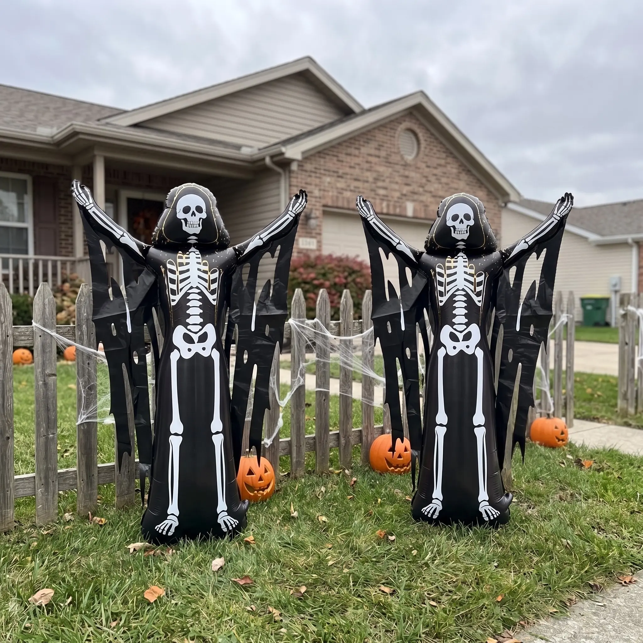 2-Pack Giant Grim Reaper Skeleton Foil Balloons, Large Halloween Hanging Decor, Spooky Party Prop for Adults, Indoor/outdoor Use