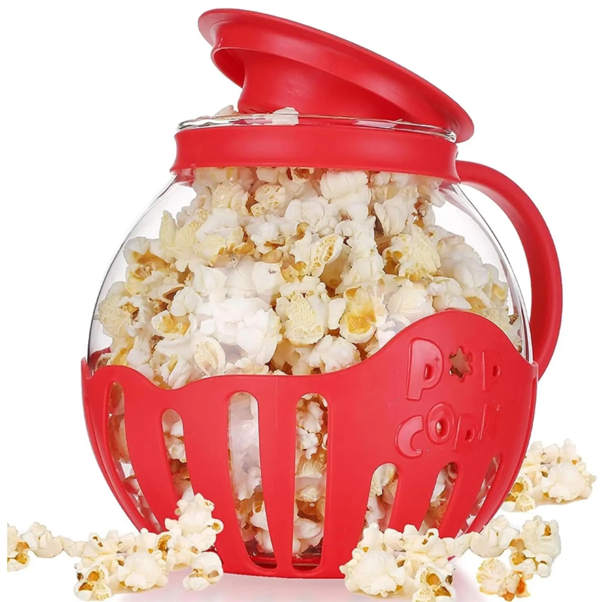 Glass Popcorn Machine, Easy to Operate, 2.25qt Microwave Popcorn Maker, Glass Microwave Popcorn Popper, Silicone Lid, BPA-Free, Snack Cooking Tool, Christmas Supplies