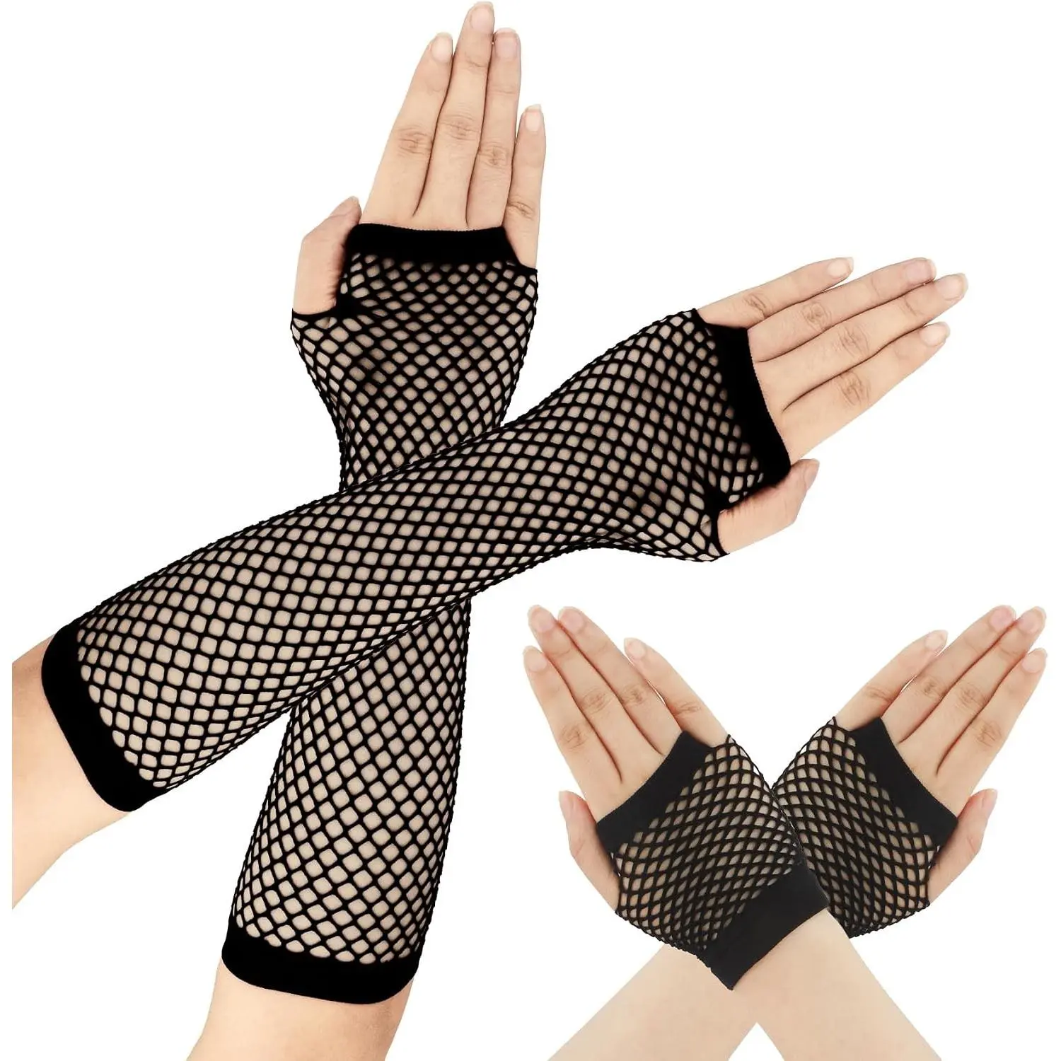 Fingerless Fishnet Gloves Arm Sleeves Costume Accessories for Women Girls PartyGift
