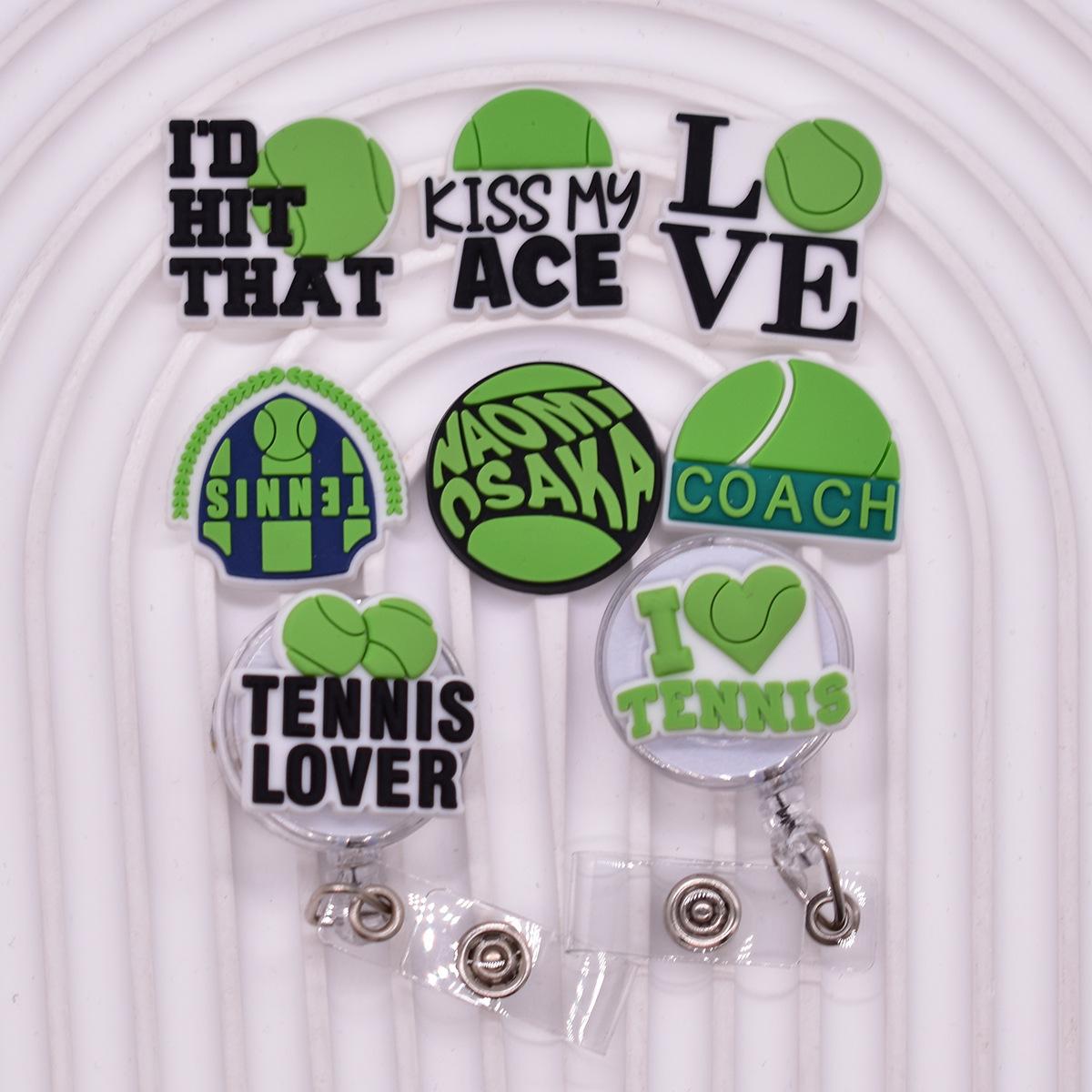 New tennis sports trend DIY accessories, PVC soft adhesive patches for phone cases, hair accessories, and flat decorations